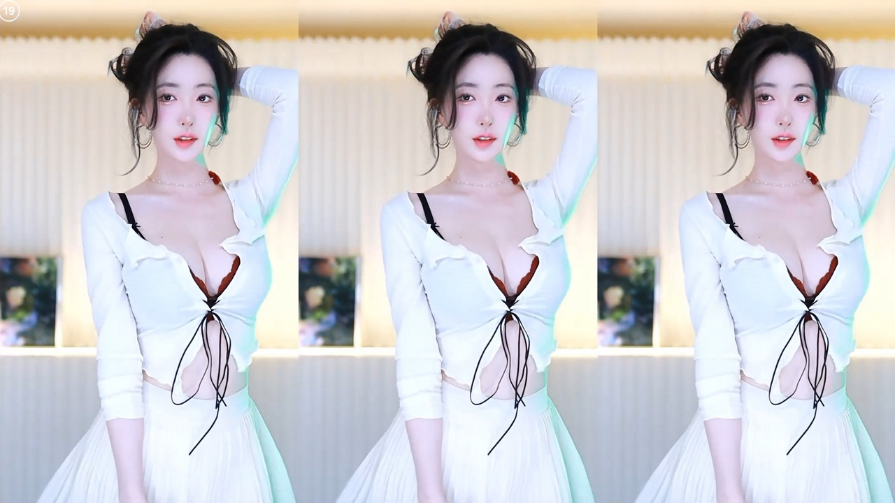 채시아♥（namuh0926）하얀 테니스 치마 하얀 속바지 밑캠